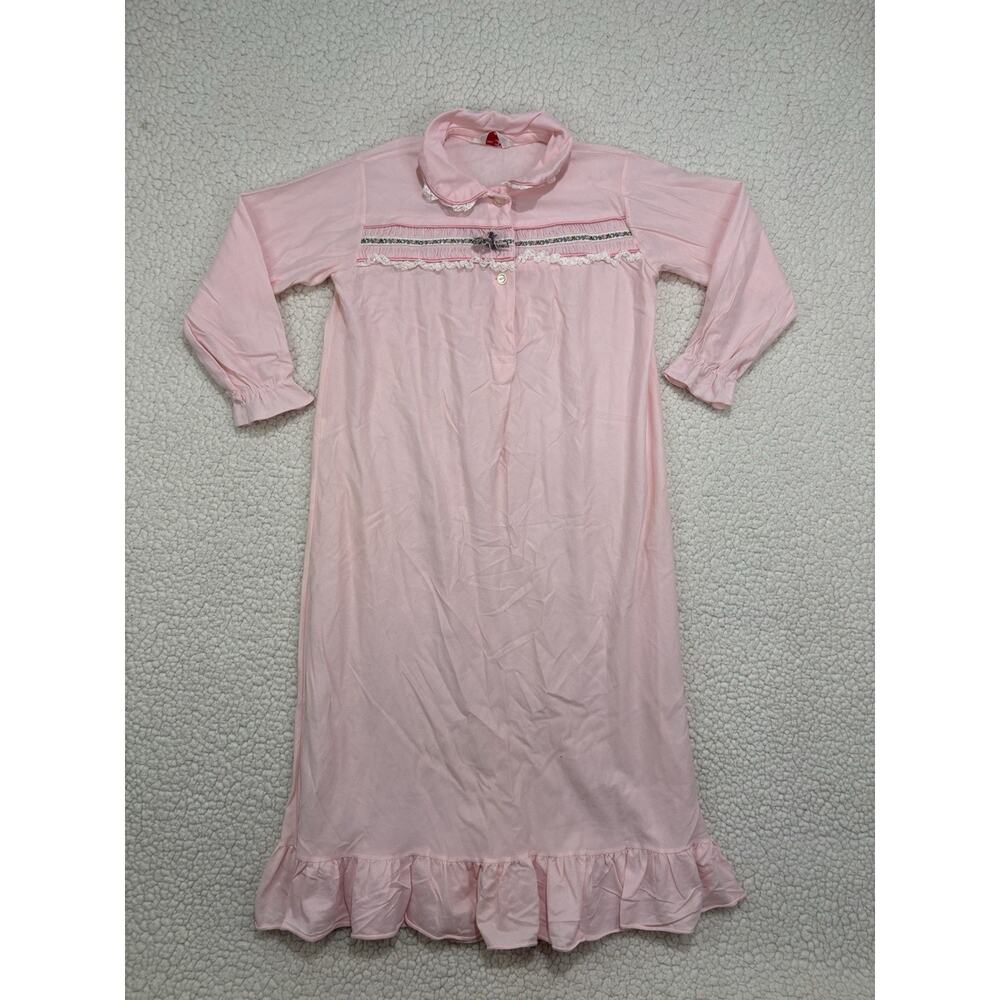 Vintage Tom Girl Eastern Isles‎ Size 8 Pink Nightgown Lace Ruffle Prairie USA